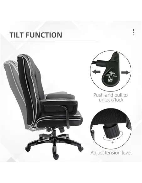 Vinsetto Faux Leather Executive Office Chair, with Contrast Piping - Black/White