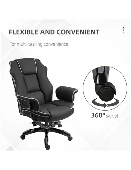 Vinsetto Faux Leather Executive Office Chair, with Contrast Piping - Black/White