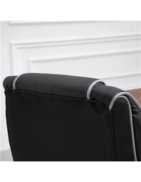 Vinsetto Faux Leather Executive Office Chair, with Contrast Piping - Black/White