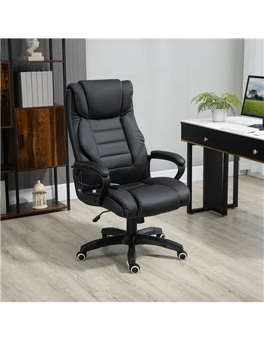 Vinsetto Office Chair with 6-Point Maaage, PU Desk Chair with Padded Seat and Armrest, Computer Chair with Tilt Function for Hom