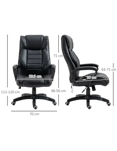 Vinsetto Office Chair with 6-Point Maaage, PU Desk Chair with Padded Seat and Armrest, Computer Chair with Tilt Function for Hom