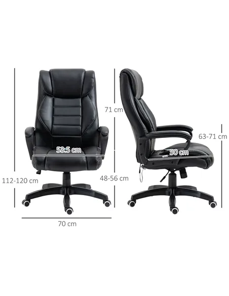 Vinsetto Office Chair with 6-Point Maaage, PU Desk Chair with Padded Seat and Armrest, Computer Chair with Tilt Function for Hom