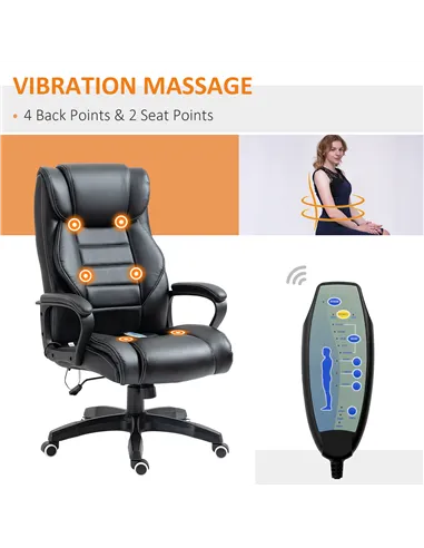 Vinsetto Office Chair with 6-Point Maaage, PU Desk Chair with Padded Seat and Armrest, Computer Chair with Tilt Function for Hom