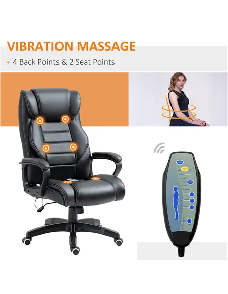 Vinsetto Office Chair with 6-Point Maaage, PU Desk Chair with Padded Seat and Armrest, Computer Chair with Tilt Function for Hom