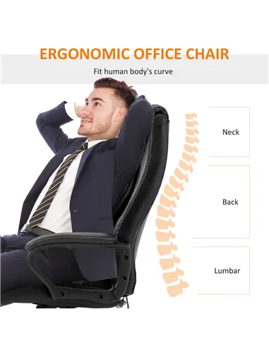 Vinsetto Office Chair with 6-Point Maaage, PU Desk Chair with Padded Seat and Armrest, Computer Chair with Tilt Function for Hom