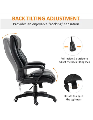 Vinsetto Office Chair with 6-Point Maaage, PU Desk Chair with Padded Seat and Armrest, Computer Chair with Tilt Function for Hom