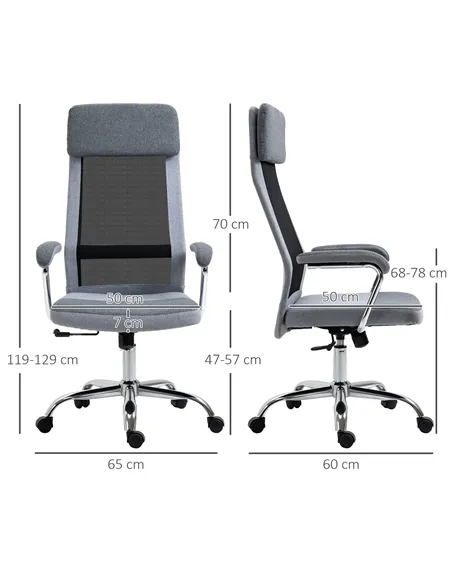 Vinsetto Office Chair, Ergonomic Desk Chair, High Back Computer Chair with Adjustable Height, Swivel Rolling Wheels, Mesh Back a