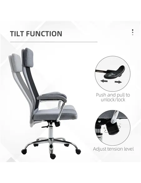 Vinsetto Office Chair, Ergonomic Desk Chair, High Back Computer Chair with Adjustable Height, Swivel Rolling Wheels, Mesh Back a