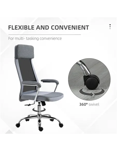 Vinsetto Office Chair, Ergonomic Desk Chair, High Back Computer Chair with Adjustable Height, Swivel Rolling Wheels, Mesh Back a