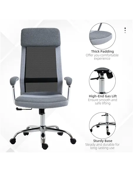 Vinsetto Office Chair, Ergonomic Desk Chair, High Back Computer Chair with Adjustable Height, Swivel Rolling Wheels, Mesh Back a