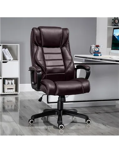 Vinsetto Office Chair with 6-Point Maaage, PU Desk Chair with Padded Seat and Armrest, Computer Chair with Tilt Function for Hom
