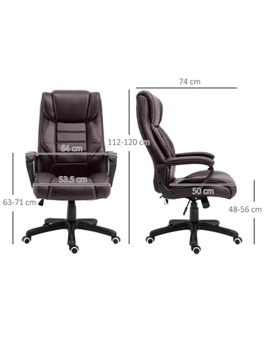 Vinsetto Office Chair with 6-Point Maaage, PU Desk Chair with Padded Seat and Armrest, Computer Chair with Tilt Function for Hom