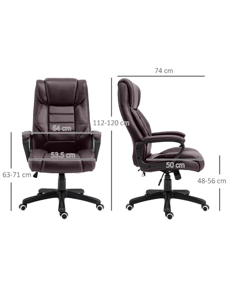 Vinsetto Office Chair with 6-Point Maaage, PU Desk Chair with Padded Seat and Armrest, Computer Chair with Tilt Function for Hom