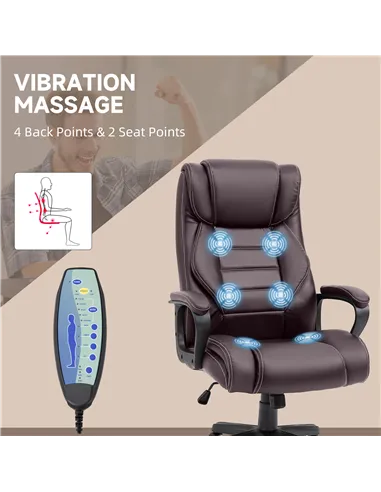 Vinsetto Office Chair with 6-Point Maaage, PU Desk Chair with Padded Seat and Armrest, Computer Chair with Tilt Function for Hom