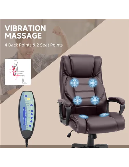 Vinsetto Office Chair with 6-Point Maaage, PU Desk Chair with Padded Seat and Armrest, Computer Chair with Tilt Function for Hom