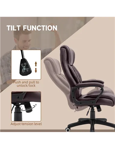 Vinsetto Office Chair with 6-Point Maaage, PU Desk Chair with Padded Seat and Armrest, Computer Chair with Tilt Function for Hom