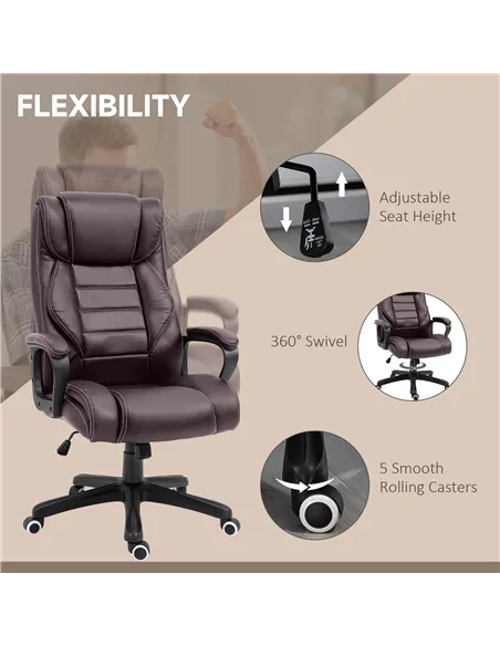 Vinsetto Office Chair with 6-Point Maaage, PU Desk Chair with Padded Seat and Armrest, Computer Chair with Tilt Function for Hom