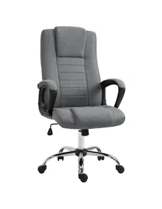 Vinsetto Linen-Look Swivel Office Chair - Dark Grey