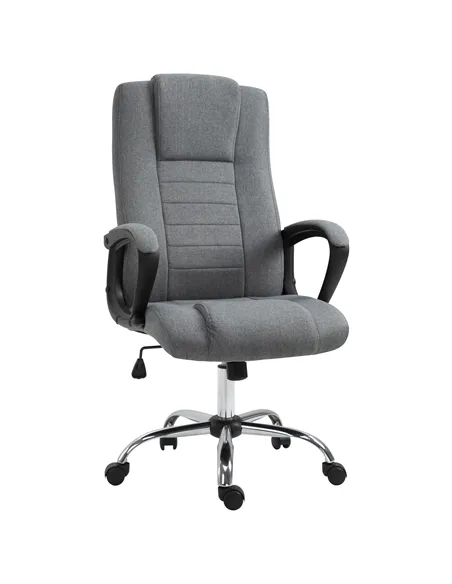 Vinsetto Linen-Look Swivel Office Chair - Dark Grey
