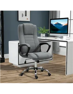 Vinsetto Linen-Look Swivel Office Chair - Dark Grey 2