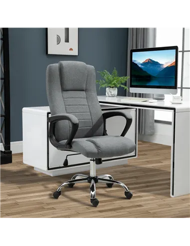 Vinsetto Linen-Look Swivel Office Chair - Dark Grey