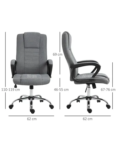 Vinsetto Linen-Look Swivel Office Chair - Dark Grey