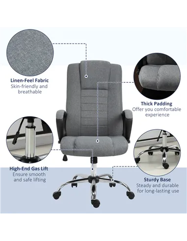 Vinsetto Linen-Look Swivel Office Chair - Dark Grey