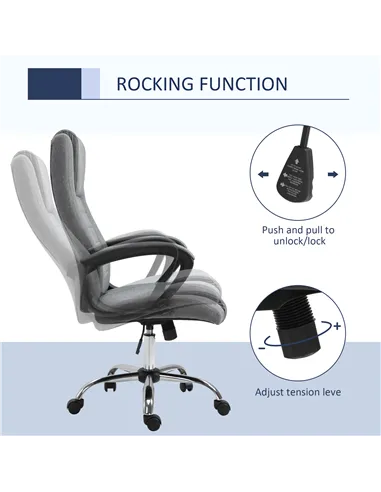 Vinsetto Linen-Look Swivel Office Chair - Dark Grey