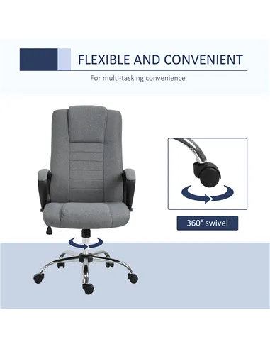Vinsetto Linen-Look Swivel Office Chair - Dark Grey