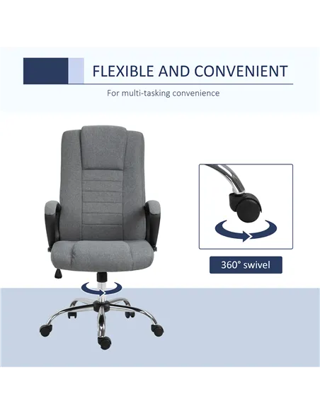 Vinsetto Linen-Look Swivel Office Chair - Dark Grey