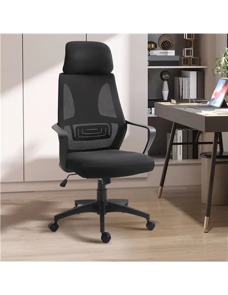 Vinsetto Ergonomic Office Chair, High Back Computer Chair, Mesh Desk Chair with Lumbar Support, Headrest, Wheel, Adjustable Heig