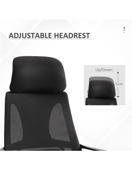 Vinsetto Ergonomic Office Chair, High Back Computer Chair, Mesh Desk Chair with Lumbar Support, Headrest, Wheel, Adjustable Heig