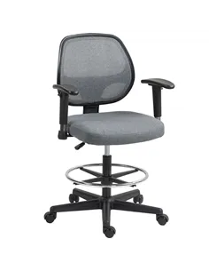 Vinsetto Drafting Chair, Fabric Office Chair, Ergonomic Painting Chair with Height Armrest Adjustable and Foot Ring, 360° Swivel