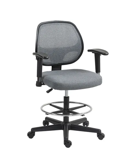 Vinsetto Drafting Chair, Fabric Office Chair, Ergonomic Painting Chair with Height Armrest Adjustable and Foot Ring, 360° Swivel