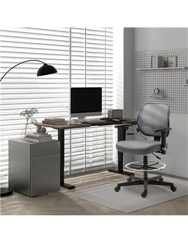 Vinsetto Drafting Chair, Fabric Office Chair, Ergonomic Painting Chair with Height Armrest Adjustable and Foot Ring, 360° Swivel