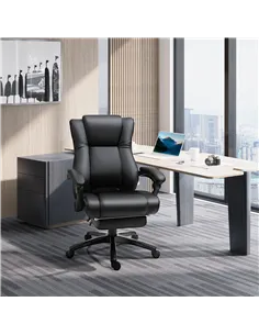 Vinsetto Executive Office Chair for Home, PU Leather Computer Chair, Swivel Desk Chair with Footrest, Wheels, Adjustable Height, 2