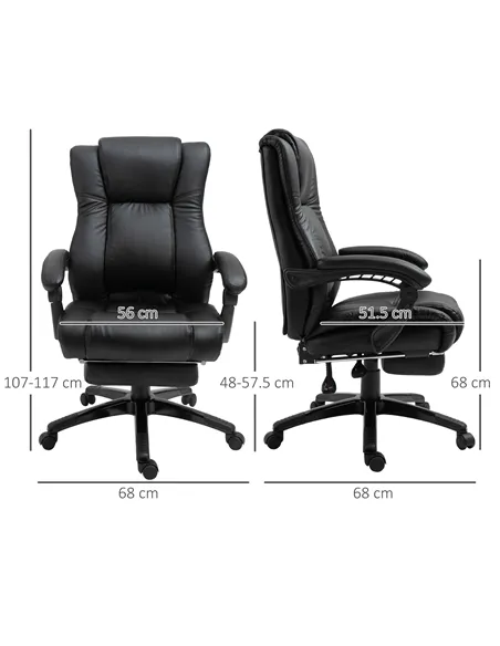 Vinsetto Executive Office Chair for Home, PU Leather Computer Chair, Swivel Desk Chair with Footrest, Wheels, Adjustable Height,