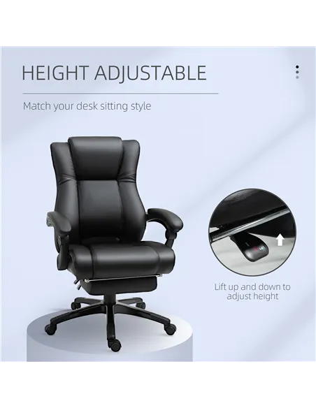 Vinsetto Executive Office Chair for Home, PU Leather Computer Chair, Swivel Desk Chair with Footrest, Wheels, Adjustable Height,