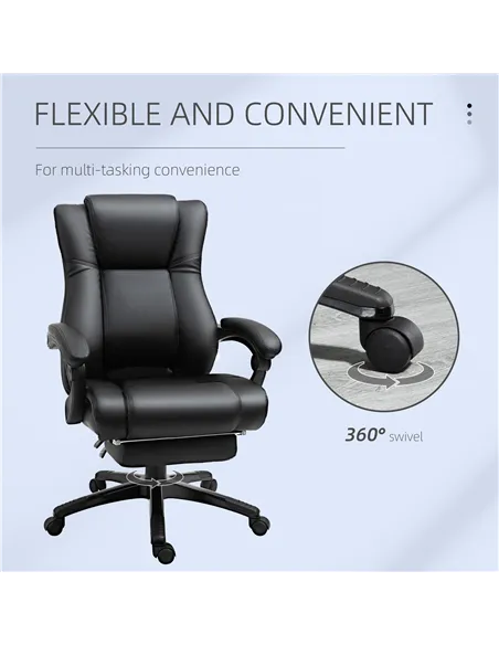 Vinsetto Executive Office Chair for Home, PU Leather Computer Chair, Swivel Desk Chair with Footrest, Wheels, Adjustable Height,