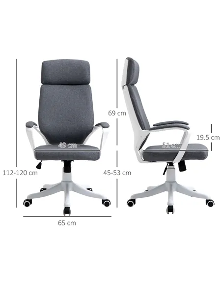 Vinsetto Office Chair, Ergonomic Desk Chair, High Back Study Chair with Headrest and Lumbar Back Support, Adjustable Height for 