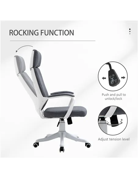 Vinsetto Office Chair, Ergonomic Desk Chair, High Back Study Chair with Headrest and Lumbar Back Support, Adjustable Height for 