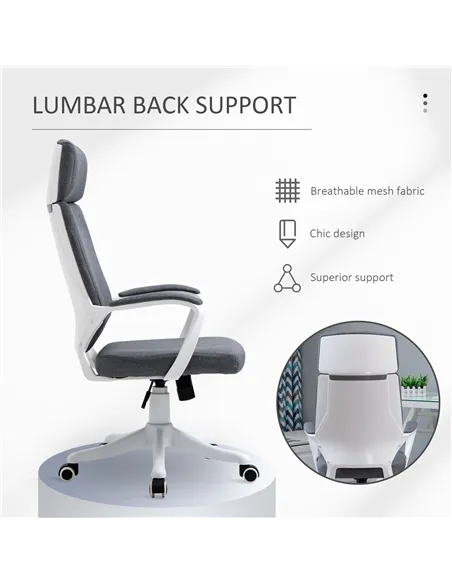 Vinsetto Office Chair, Ergonomic Desk Chair, High Back Study Chair with Headrest and Lumbar Back Support, Adjustable Height for 