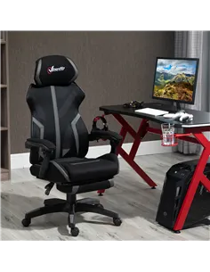 Vinsetto Mesh Office Chair Desk Task Computer Recliner with Footrest, Lumbar Back Support, Swivel Wheels, Adjustable Height for  2