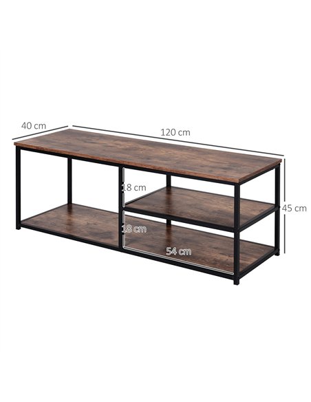 HOMCOM TV Unit for 55 inch TVs, Industrial TV Table with 2 Storage Shelves and Metal Frame, Entertainment Unit For living Room, 