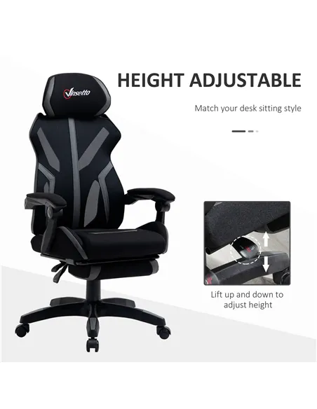 Vinsetto Mesh Office Chair Desk Task Computer Recliner with Footrest, Lumbar Back Support, Swivel Wheels, Adjustable Height for 