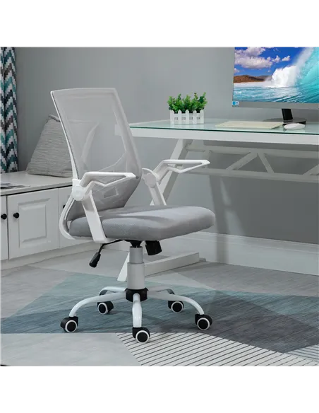 Vinsetto Mesh Office Chair with Flip-up Armrest, Swivel Computer Chair with Lumbar Support, Adjustable Height, Tilt Function for