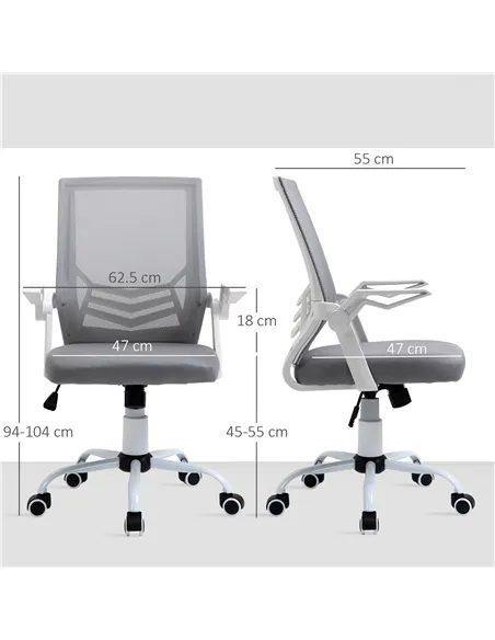 Vinsetto Mesh Office Chair with Flip-up Armrest, Swivel Computer Chair with Lumbar Support, Adjustable Height, Tilt Function for