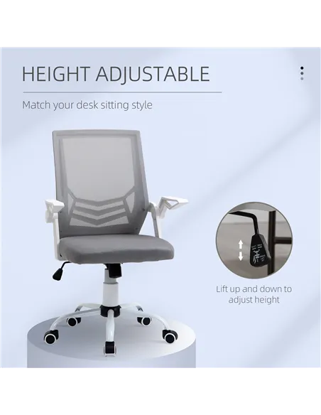 Vinsetto Mesh Office Chair with Flip-up Armrest, Swivel Computer Chair with Lumbar Support, Adjustable Height, Tilt Function for