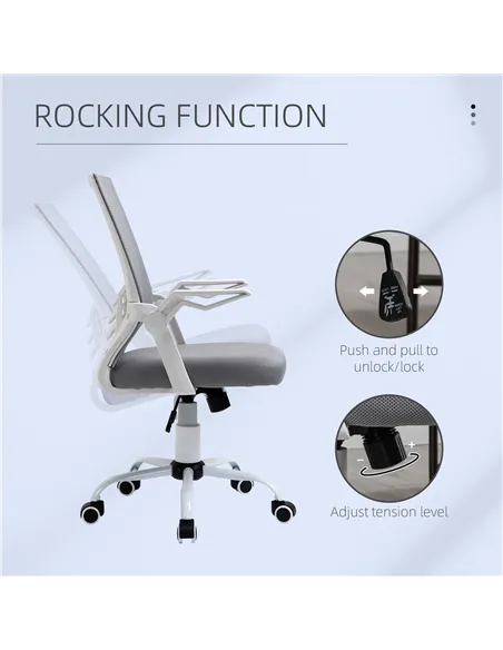 Vinsetto Mesh Office Chair with Flip-up Armrest, Swivel Computer Chair with Lumbar Support, Adjustable Height, Tilt Function for