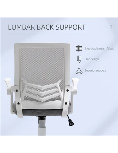 Vinsetto Mesh Office Chair with Flip-up Armrest, Swivel Computer Chair with Lumbar Support, Adjustable Height, Tilt Function for